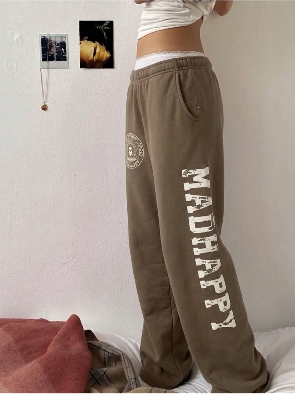 Madhappy Wide Leg Terry Sweatpants Local Optimist Group Brown Size XS